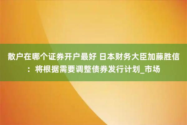 散户在哪个证券开户最好 日本财务大臣加藤胜信：将根据需要调整债券发行计划_市场